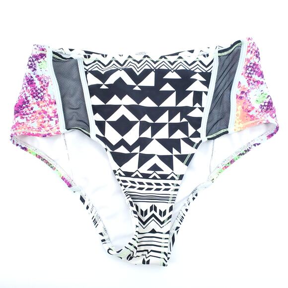 River Island Geometric and Colorful Animal Side Panel w/ Mesh Swimsuit Bottom| 4 - Picture 1 of 6